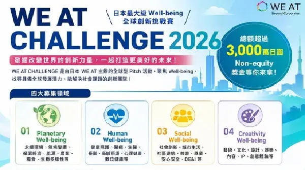臺灣新創前進日本市場｜WE AT CHALLENGE 2026 開放報名中